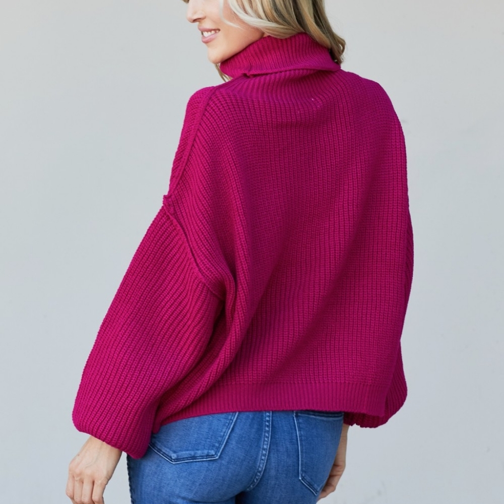 First Snow Ribbed Turtleneck Sweater - Picture 3 of 6